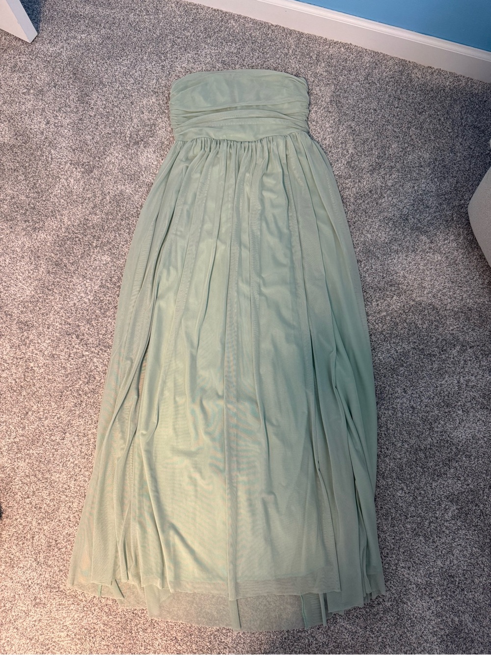 Strapless Light Mint Green Maxi Gown